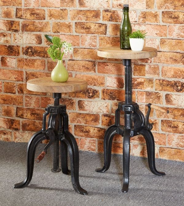 Cosmopolitan Small Crank Side Table | Small table with adjustable height.